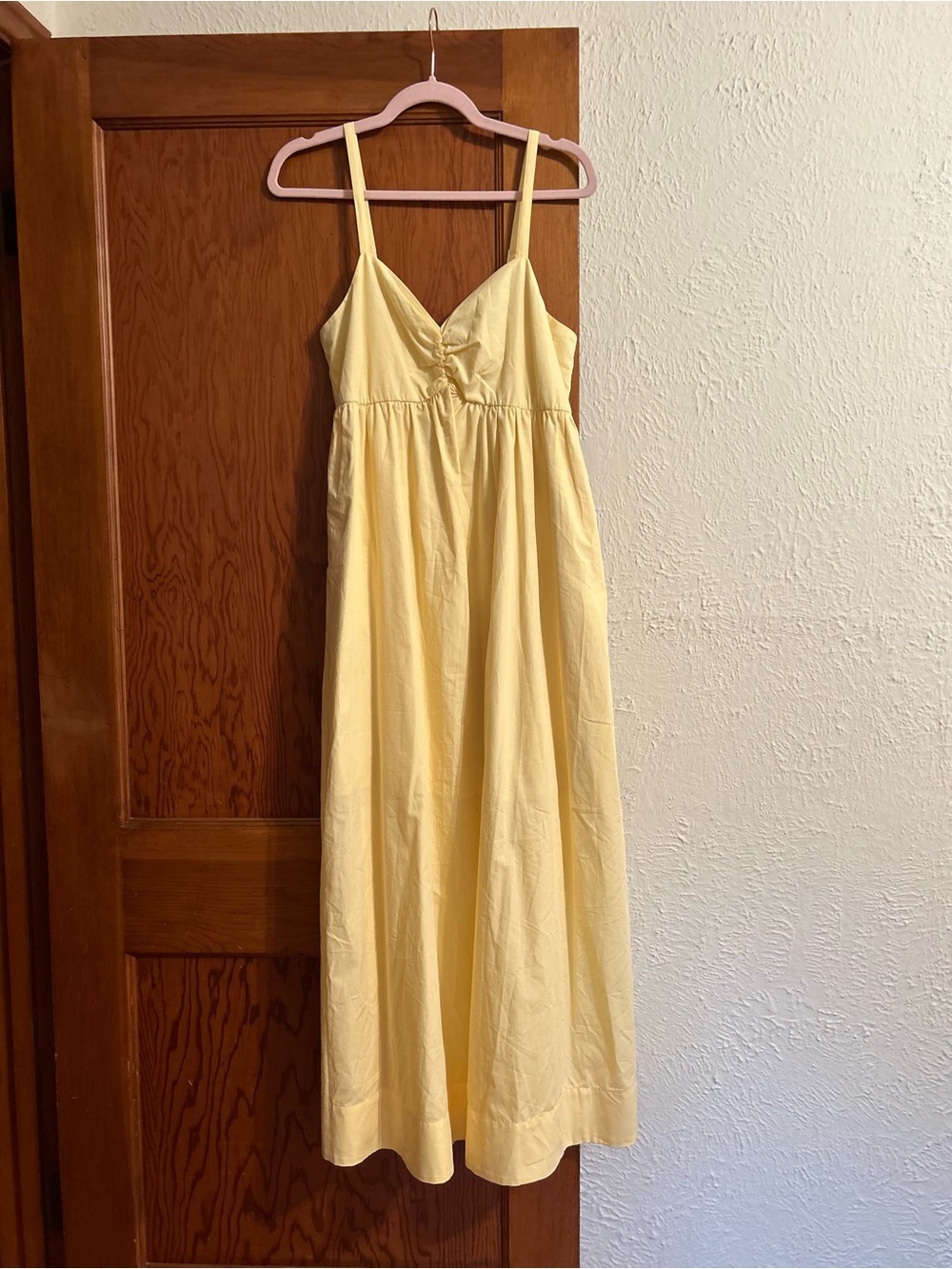 Abercrombie & Fitch Pale Yellow Maxi Sundress with Spaghetti Straps